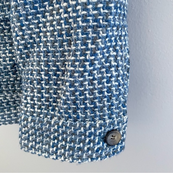 Talbots Womens Blue & White Tweed Blazer Jacket Size 18W Career Capsule Wardrobe - Picture 6 of 12